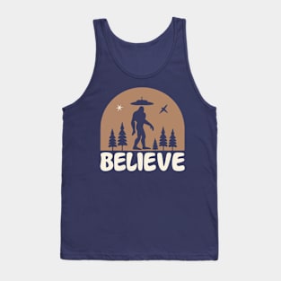 Believe UFO and Bigfoot Nature Design Tank Top